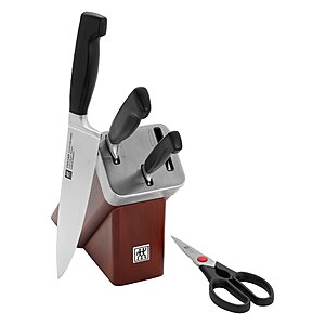 5-Piece Zwilling Four Star Knife Block Set (8" Chef’s, 6" Carving, 4" Paring & Kitchen Shears) $76.47 + Free Shipping