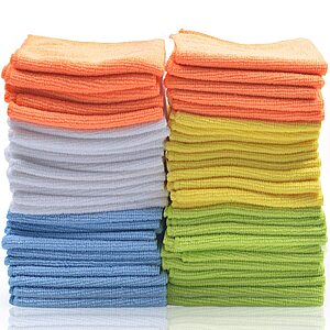 50-Count Best Microfiber Cleaning Towel Cloths (5 Colors, 12" x 12") $10.99