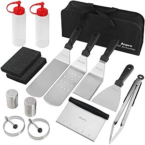 Anpro BBQ Cutlery: Griddle Accessories Set for Blackstone and Camp Chef Griddle (Flat Top Grills), 15 PCS $16.19