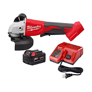 M18 18-Volt Lithium-Ion Brushless Cordless 4-1/2 in./5 in. Grinder with Paddle Switch with 5.0Ah Starter Kit - $145