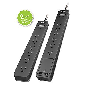 APC Surge Protector 6 Outlets 6' Cord 1080 Joules 2 Pack $9.88 at Samsclub.com