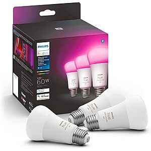 Prime Members: 3-Pack Philips Hue White & Color 60W A19 E26 LED Smart Bulbs $76 + Free Shipping