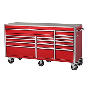 72 in. W x 24 in. D Heavy Duty 15-Drawer Mobile Workbench Tool Chest with Stainless Steel Top in Gloss Red $898