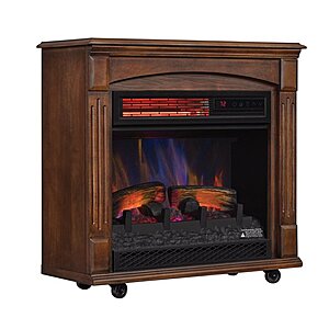 ChimneyFree Rolling Mantel with 3D Infrared Quartz Electric Fireplace for $79