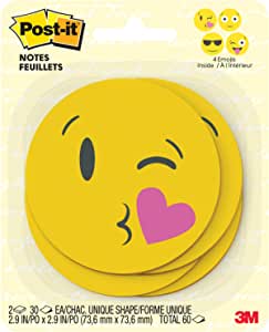 Post-it Printed Notes, 2 Pads/Pack, 30 Sheets/Pad, 3x3 in, Emoji designs, 4 alternating faces (BC-2030-EMOJI) Save 40%=＄2.39+Free Shipping w/Prime or on order ＄25+ $2.38
