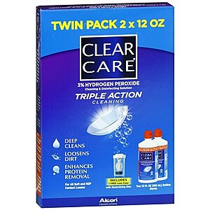 2-Pack 12-Oz Clear Care Triple Action Cleaning & Disinfecting Solution $5.95 + Free Store Pickup