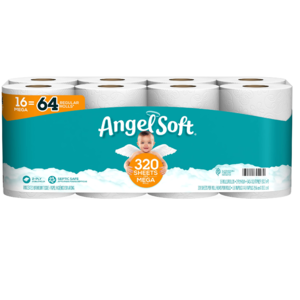 16-Count Angel Soft Mega Rolls 2-Ply Toilet Paper $10