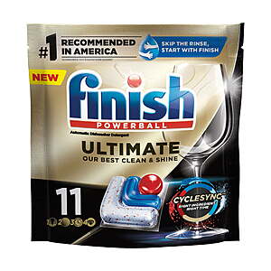 Finish Ultimate Dishwasher Detergent- 11 Count - Dishwashing Tablets - Dish Tabs - $4.94 and $3 walmart cash reward - plus members $4.94