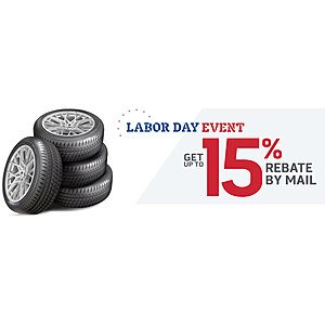 Labor Day Sale - Discount Tire Direct 15% off w/ DT CC, 10% otherwise via MIR when buying 4 tires/wheels (stackable with MF MIR)