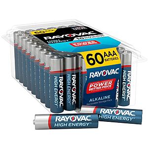 Rayovac 60-pack AA or AAA batteries $7.49 @ Home Depot with subscription, free shipping