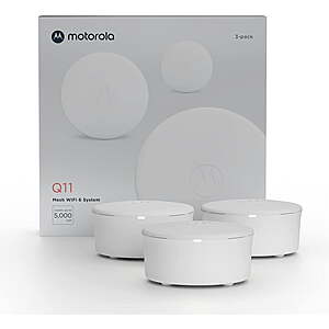 3-Pack Motorola Q11 Wi-Fi 6 Mesh Router System w/ 5000 Sq. Ft. Coverage $50 + Free Shipping