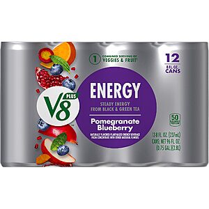 Prime Members: 12-Pack 8-Oz V8 +ENERGY Energy Drink (Pomegranate Blueberry) $6.15 w/ S&S + Free Shipping