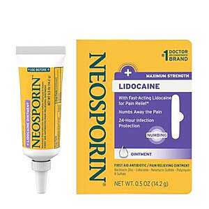 0.5-Oz Neosporin + Lidocaine First Aid Antibiotic Ointment (Maximum Strength) 2 for $5.15 w/ Subscribe & Save