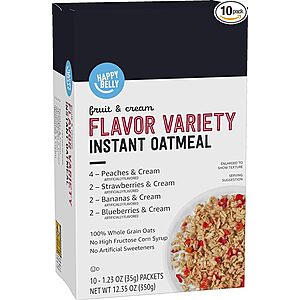 10-Count Happy Belly Instant Oatmeal (Maple & Brown Sugar or Apples & Cinnamon) $1.81 + Free Shipping w/ Prime or on orders over $35