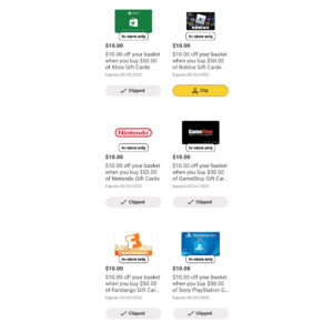 H-E-B Grocery (Texas Residents) $10 off $50 Xbox, Nintendo, PlayStation & Roblox Gift Cards