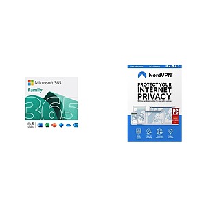 1-Yr Microsoft 365 Family + 12-Month NordVPN Internet Privacy $65 & More