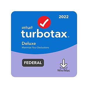 TurboTax 2022 Tax Software ( PC/Mac Download): Deluxe Federal $37, Deluxe Federal & State $44 & More