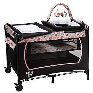 BABY JOY 4-in-1 Pack & Play Portable Baby Playard w/ Bassinet, Cradle, & Diaper Changing Table (Pink) $63.79 + Free Shipping