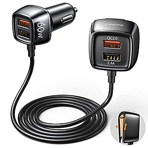 4-Port AINOPE 60W QC 3.0 Family Car Charger Adapter $12