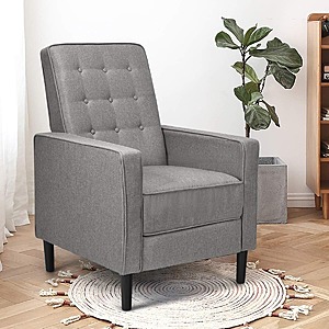 Giantex Push Back Fabric Recliner Chair w/ Button-Tufted Back (Grey) $96 + Free Shipping