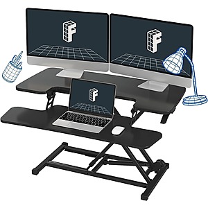 Prime Members: 35" 2-Tier FLEXISPOT Standing Desk Converter w/ Keyboard Tray (Black) $81 + Free Shipping