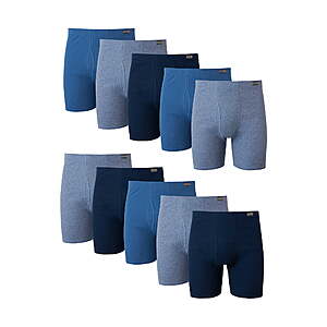 Hanes Men's Apparel: 10-Pack Covered Waistband Boxer Briefs (Blues) $20 ($2 EA), 10-Pack Tees (White) $20 & More + Free S&H w/ Walmart+ or $35+