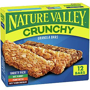 12-Count Nature Valley Granola Bars Variety Pack $2