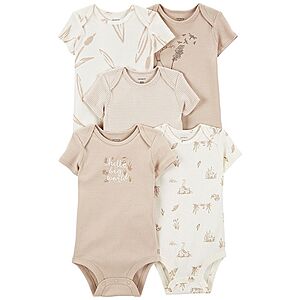 5-Pack Carter's Baby Boys' or Girls' Short-Sleeve Bodysuits (Various Styles) $11.99 & More + Free Store Pickup at Kohls or F/S $25+ $11.99