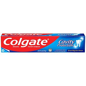 6.0-Oz Colgate Toothpaste: Cavity Protection or Triple Action $0.44 + Free Store Pickup at Walgreens $10+