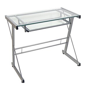 31.5" Walker Edison Metal & Glass Laptop Computer Desk w/ Keyboard Tray $35 (Select Locations)