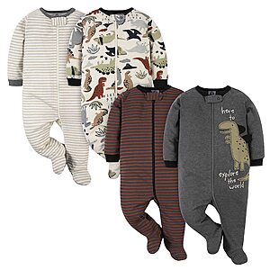4-Pack Gerber Baby Boys' Sleep 'N Play Footie Pajama (Various Colors) $15