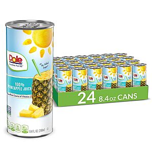 24-Pack 8.4-Ounce Dole 100% Pineapple Juice w/ Added Vitamin C $11.05 ($0.46 Each) w/ S&S + Free Shipping w/ Prime or on orders $35+