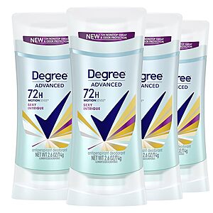 4-Count 2.6-Oz Degree Women's Advanced MotionSense Antiperspirant Deodorant (Sexy Intrigue) $10.96 w/ S&S + Free Shipping w/ Prime or $35+