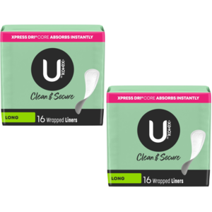 16-Count U by Kotex Unscented Panty Liners (Long) + $2 ExtraBucks Rewards 2 for $1.83 + Free Store Pickup at CVS