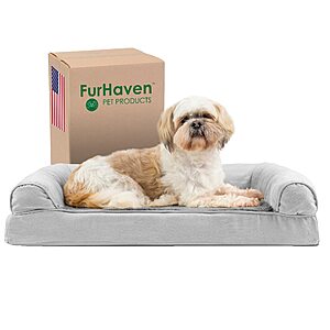 Furhaven \Orthopedic Dog Bed Plush & Suede Sofa-Style w/ Removable Washable Cover - Gray, Medium $19.99