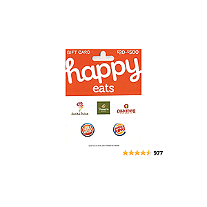 $50 Happy Eats Gift Card  (Panera, Jamba Juice, BK, Coldstone, and Dave & Busters - $39.50 at Amazon.
