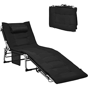 27'' Oversized Portable Outdoor Chaise Lounge Chair (330lb Max) w/ Removable Cushion & Pillow $77 + Free Shipping