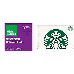 H&R Block Deluxe & State Digital Tax Software + Select $20 Gift Card (Starbucks, Uber, Home Depot, Xbox & More) w/ Purchase for $38