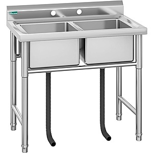 2-Sided Stainless Steel Freestanding Sink $181.50 + Free Shipping