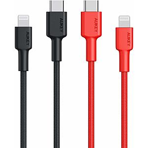 AUKEY USB C to Lightning Cable (6.6ft-2 Pack) [Apple MFi-Certified] Durable Braided Nylon PD Fast Charging Cable - $18.79 + tax and FS after $2 coupon.