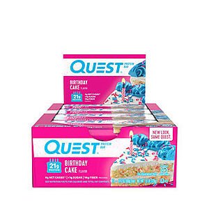 12-Ct. Quest Nutrition Protein Bars (Birthday Cake or Mint Choc. Chip) $15.75 w/ Subscription Delivery
