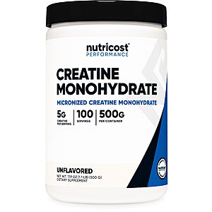 1.1-lb Nutricost Creatine Monohydrate Micronized Powder (Unflavored) for $16.43 (Prime Members)
