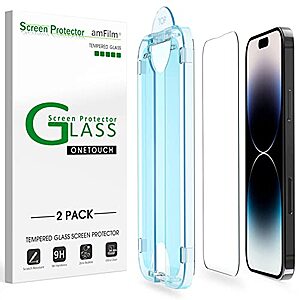 amFilm OneTouch Glass Screen Protectors: iPhone 14, 13, 12, 11 $6 & more