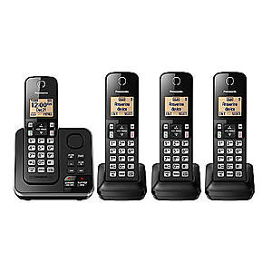 Panasonic 4-Handset Single-Line DECT 6.0 Phone w/ Answering Machine, KX-TGC364B - $39.95 w/Free Shipping! - Office Depot/OfficeMax