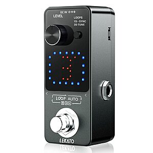 Lekato Guitar Looper Pedal w/ Sync & Tuner Function (Blue or Grey) $40 + Free Shipping