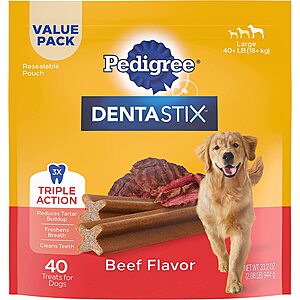40-Count 2.08-lb Pedigree Dentastix Large Dog Dental Treats (Beef or Chicken) $9.25 w/ S&S + Free Shipping w/ Prime or on $25+