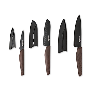 6-Pc Robert Irvine by Cambridge Knife Cutlery Set w/ Blade Guards (Wood/Black) $12 + Free Shipping on Orders $25+