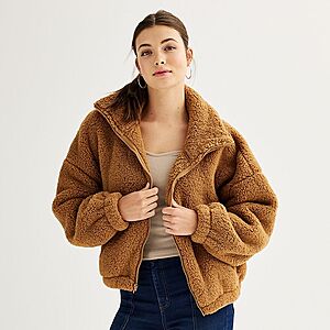 SO Juniors' & Juniors' Plus Size High Pile Full-Zip Jacket (Various) $16 + Free Store Pickup at Kohl's or Free Shipping on $49+