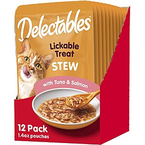 New Chewy Customers: 12-Count 1.4-Oz Hartz Delectables Stew/Bisque Lickable Cat Treats (Tuna & Salmon) 4 for $3.82 w/ Autoship & More + Free Shipping