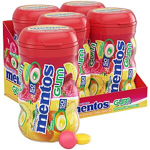 4-Pack 50-Piece Mentos Sugar-Free Chewing Gum (Tropical Red Fruit & Lime) $7.81 w/ S&S (YMMV) + Free Shipping w/ Prime or on $35+